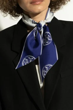 Tory Burch NAVY BLUE Silk scarf with logo