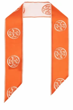 Tory Burch ORANGE Silk scarf with logo