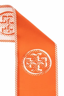 Tory Burch ORANGE Silk scarf with logo