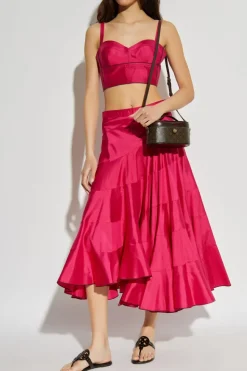 Tory Burch PINK Silk skirt with an asymmetrical cut