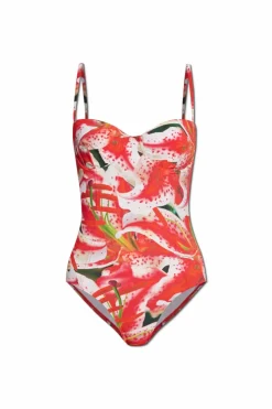 Tory Burch RED One-piece swimsuit with floral motif