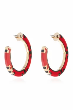 Tory Burch RED Round earrings with logo