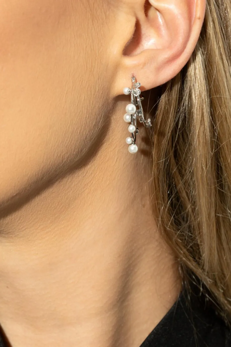 Tory Burch SILVER Earrings with glass pearl