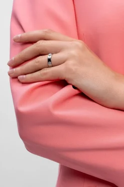 Tory Burch SILVER Logo-embossed ring