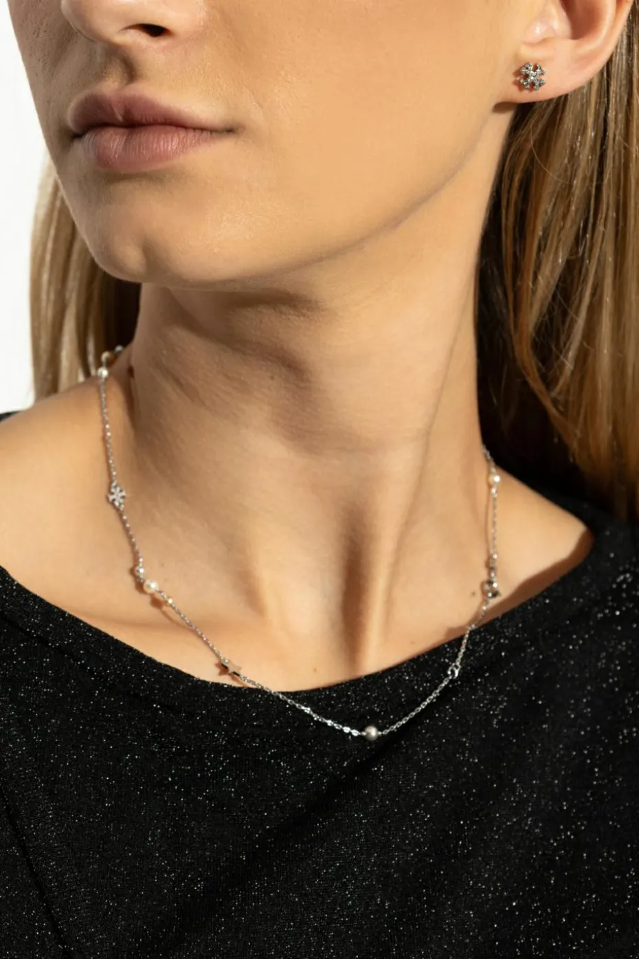 Tory Burch SILVER Set: earrings and necklace