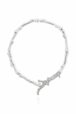 Tory Burch SILVER Short necklace with shimmering crystals