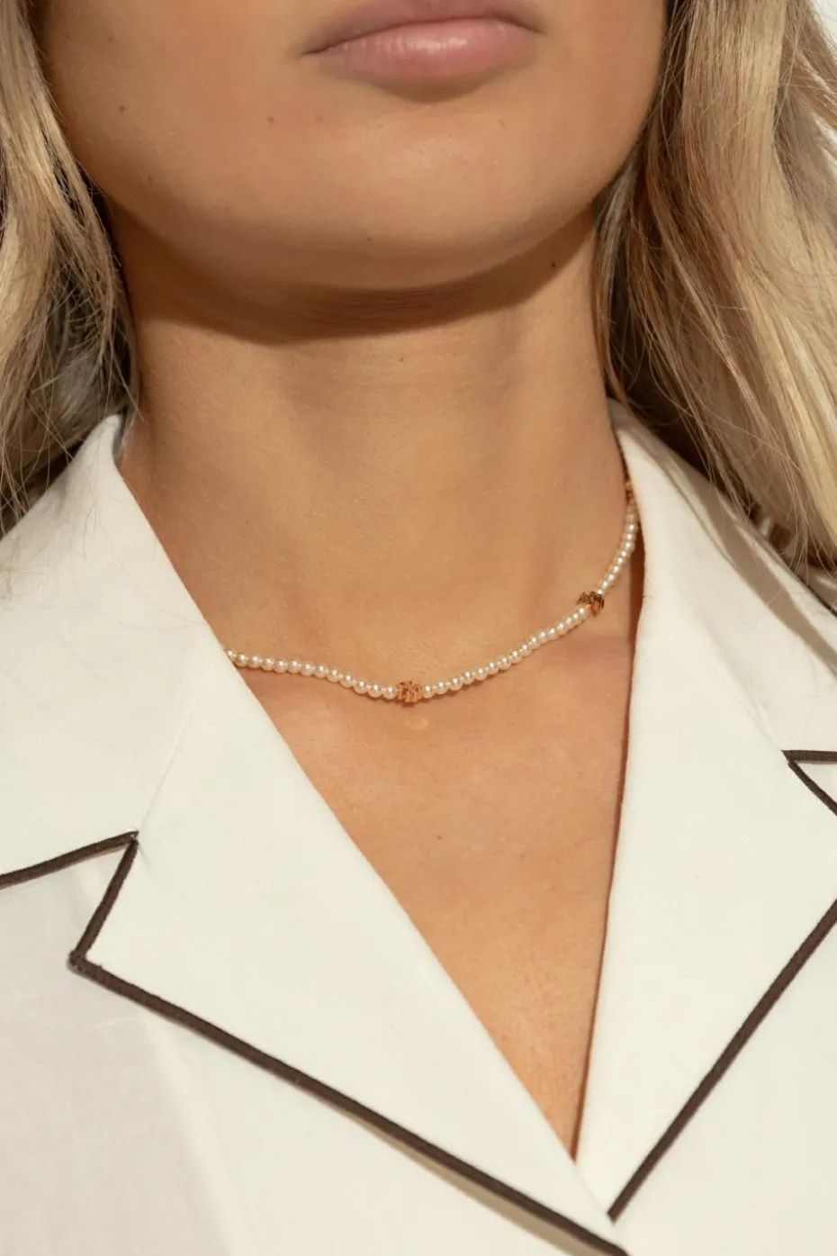 Tory Burch WHITE Logo necklace
