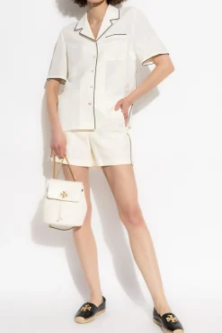 Tory Burch WHITE Shorts with contrast stitching