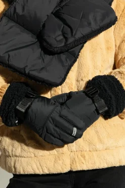UGG BLACK Shasta ski gloves with faux fur