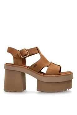 UGG BROWN Heeled sandals W NEW HEIGHTS PLAFORM T-STRAP
