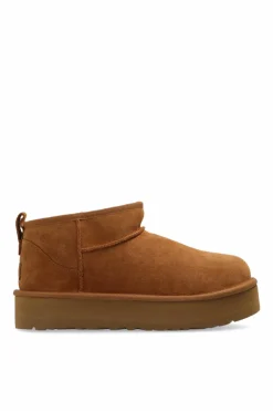 UGG Kids BROWN ‘K Classic Ultra Mini Platform’ snow boots