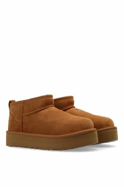 UGG Kids BROWN ‘K Classic Ultra Mini Platform’ snow boots