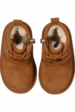 UGG Kids BROWN ‘Neumel II’ lace-up ankle boots