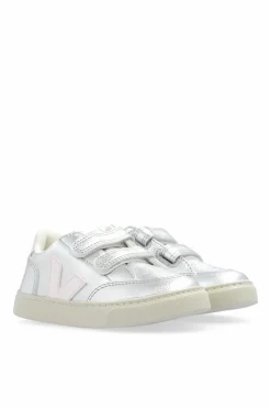 Veja Kids SILVER ‘V-12 Chromefree Leather’ Sports Shoes