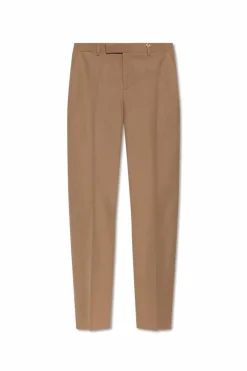 Versace beige Wool crease-front trousers