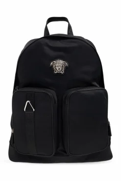 Versace BLACK Backpack with "Medusa" head-shaped appliqué