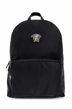 Versace BLACK Backpack with an application in the shape of the head of Medusa