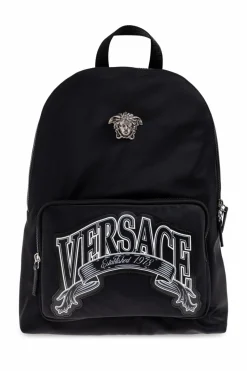 Versace BLACK Backpack with an applique in the shape of Medusa's head