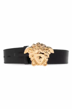 Versace BLACK Belt with a characteristic Greek pattern