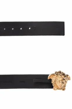 Versace BLACK Belt with a characteristic Greek pattern