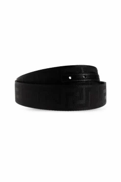 Versace BLACK Belt with a characteristic Greek pattern