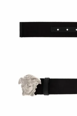 Versace BLACK Belt with a characteristic Greek pattern