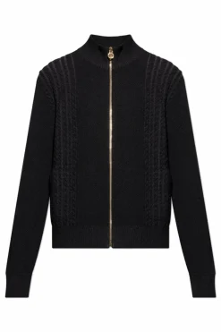 Versace BLACK Cardigan with stand-up collar