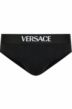 Versace BLACK Cotton briefs with logo