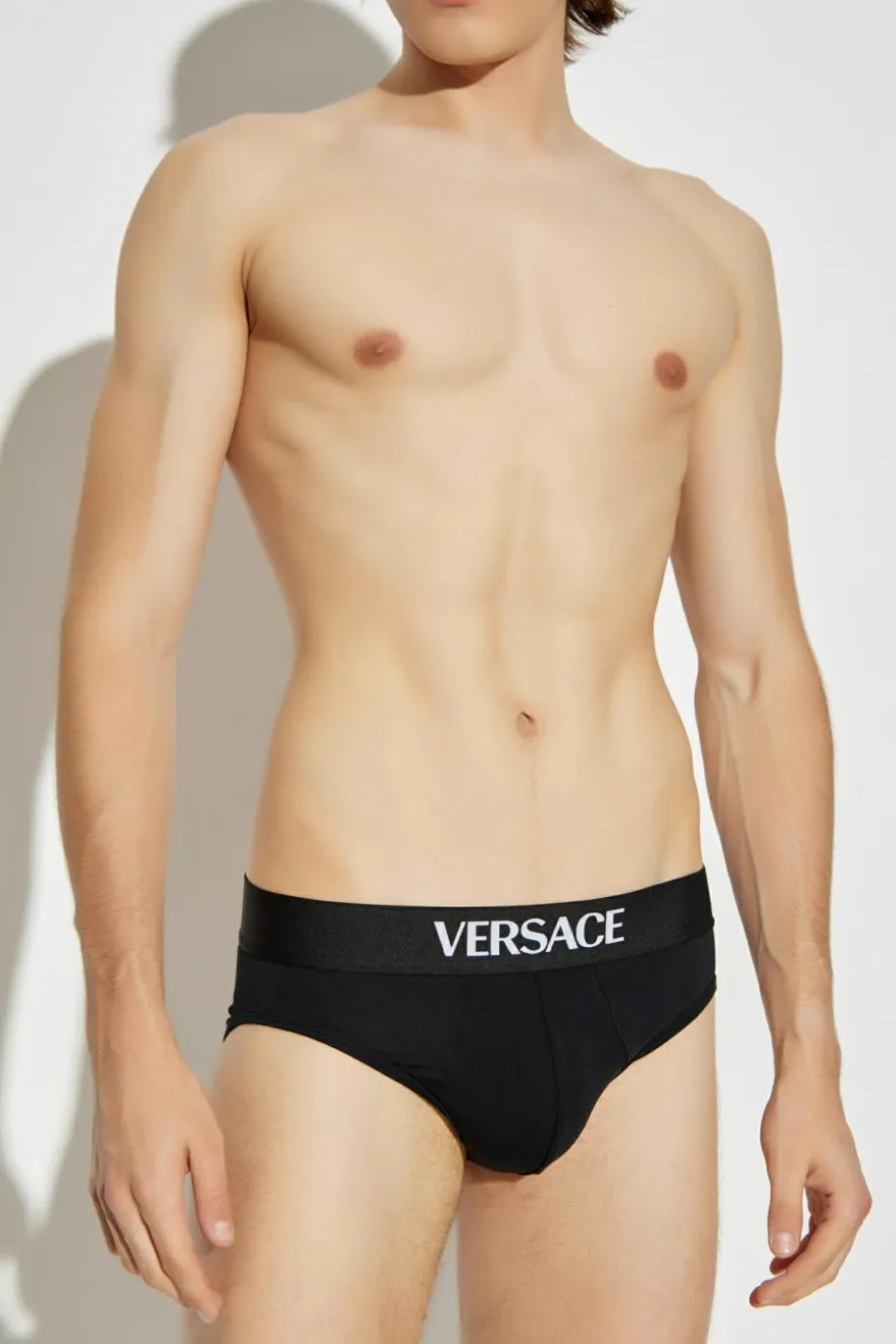 Versace BLACK Cotton briefs with logo