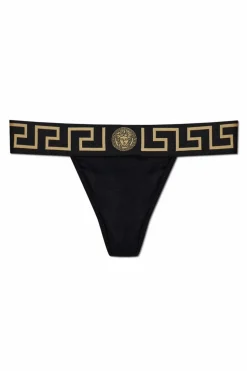 Versace BLACK Cotton Thongs