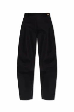 Versace BLACK Cotton trousers with stitching on the legs