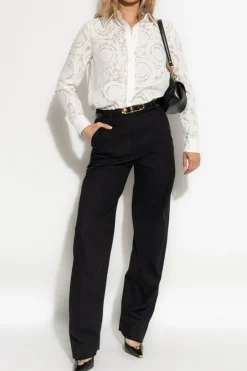 Versace BLACK Cotton trousers with stitching on the legs