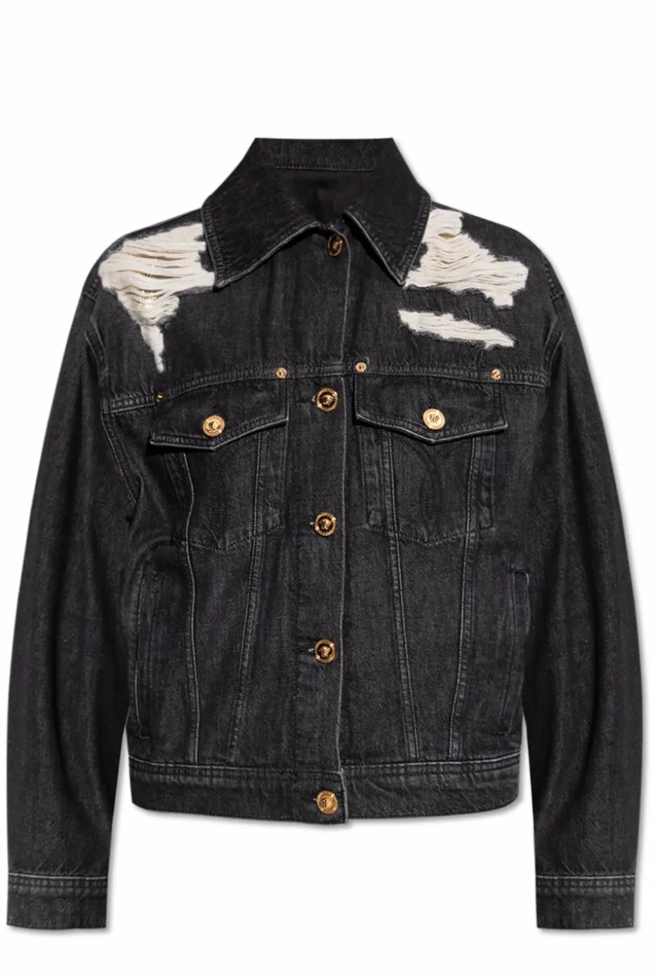 Versace BLACK Denim jacket with a `vintage` effect
