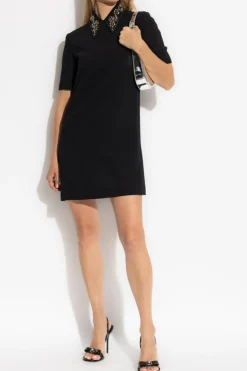 Versace BLACK Dress with appliqués on the collar
