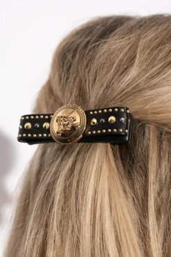 Versace BLACK Hair clip with studs