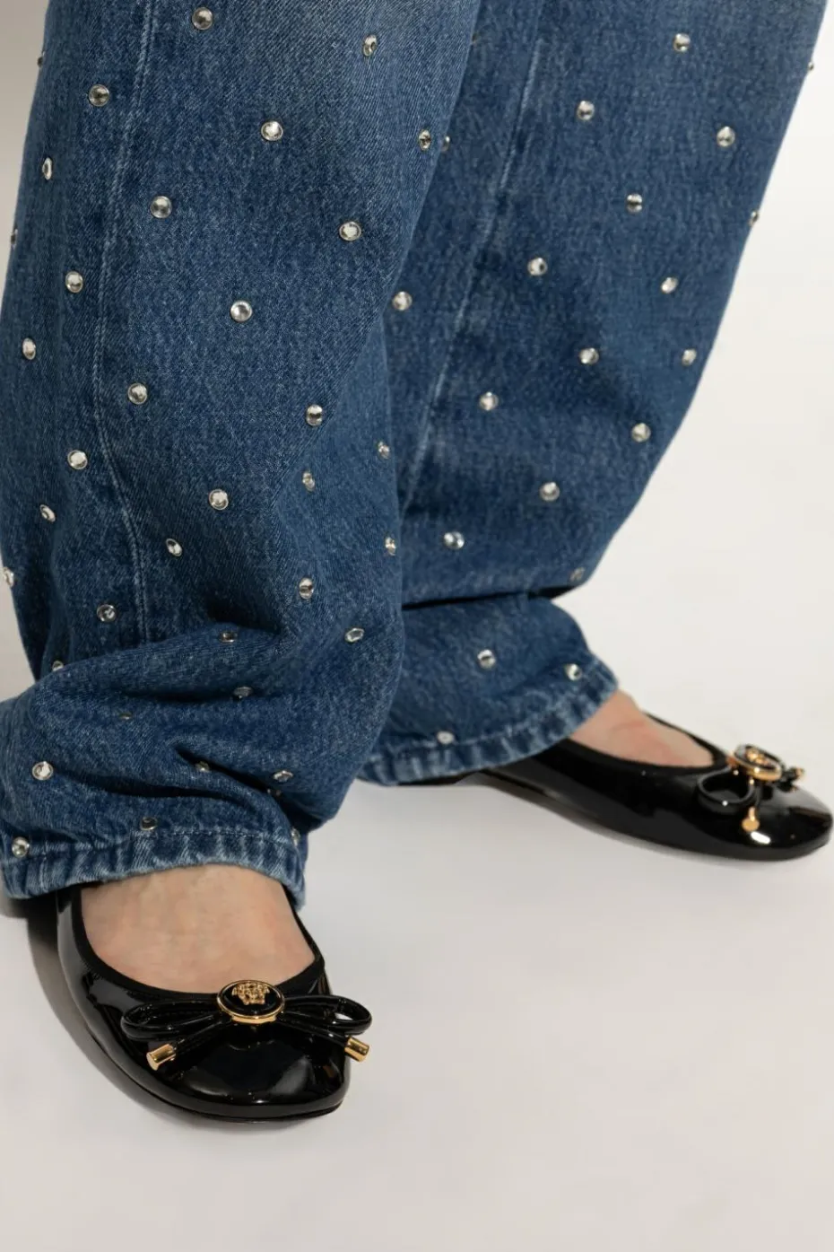 Versace BLACK Leather ballet flats