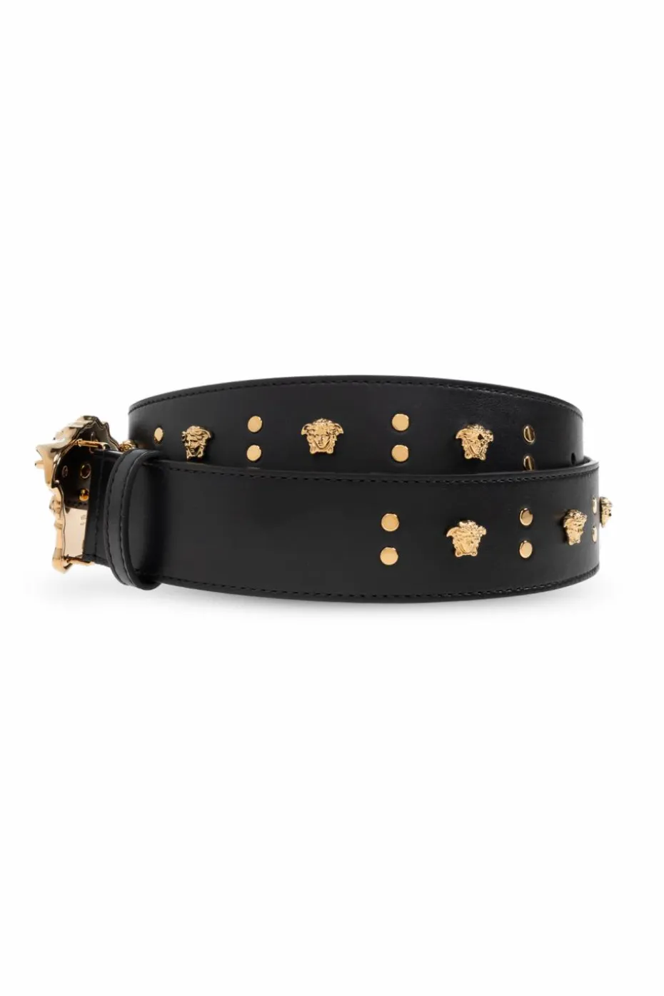Versace BLACK Leather belt with appliques