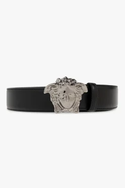 Versace BLACK Leather belt with Medusa