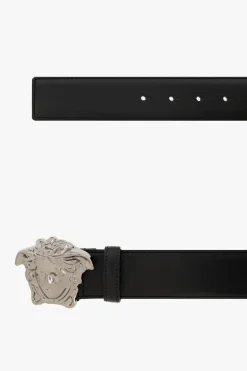 Versace BLACK Leather belt with Medusa