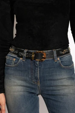 Versace BLACK Leather belt with applications