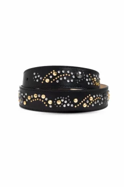 Versace BLACK Leather belt with applications