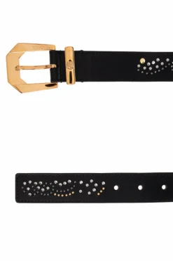 Versace BLACK Leather belt with applications
