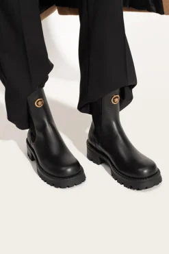 Versace BLACK Leather Chelsea boots