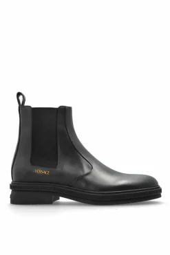 Versace BLACK Leather Chelsea boots