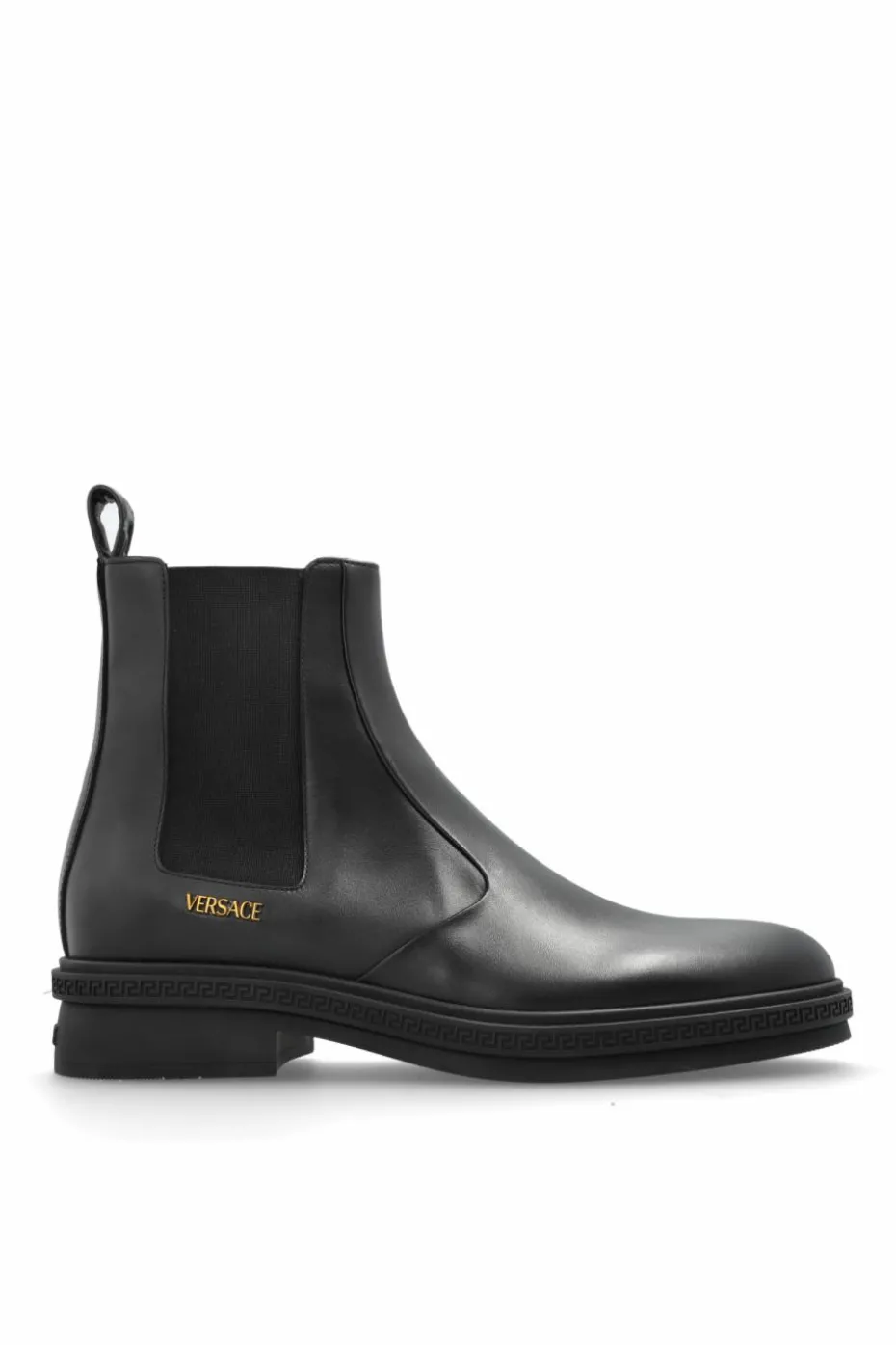 Versace BLACK Leather Chelsea boots