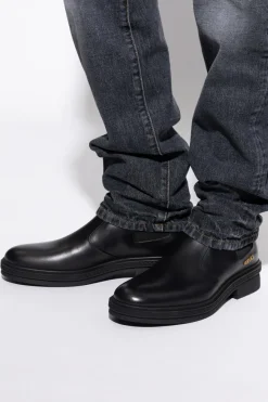Versace BLACK Leather Chelsea boots