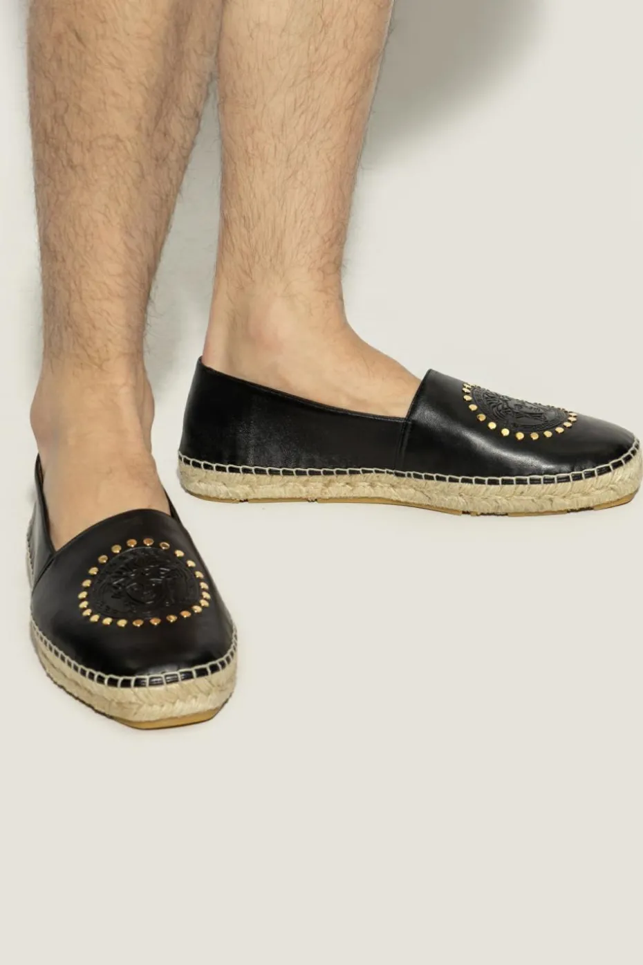 Versace BLACK Leather Espadrilles