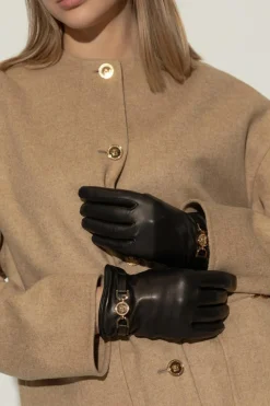 Versace BLACK Leather gloves
