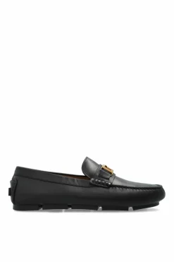 Versace BLACK Leather moccasins