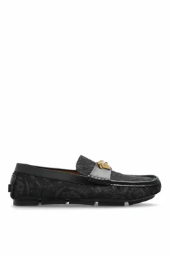 Versace BLACK Loafers with 'barocco' pattern